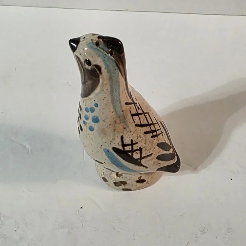 Vtg Redwing Pottery Quail Salt Shaker SINGLE Cream Brown Blue Glazed